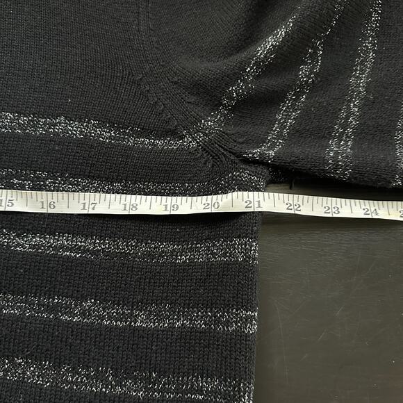 Rails Sweater Women Large Black Pullover Cashmere Blend Glitter Striped Knit - Picture 8 of 11